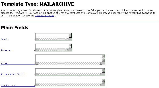 template for a mail archive