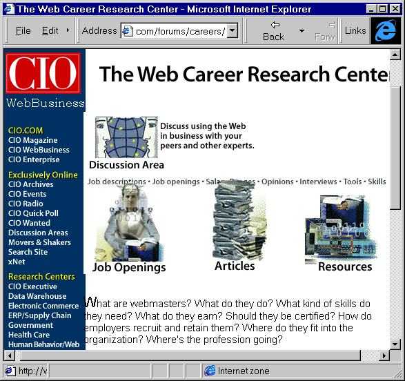 CIO's Web Career Research Centre