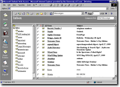 Screenshot of Outlook Web Access running in a web browser