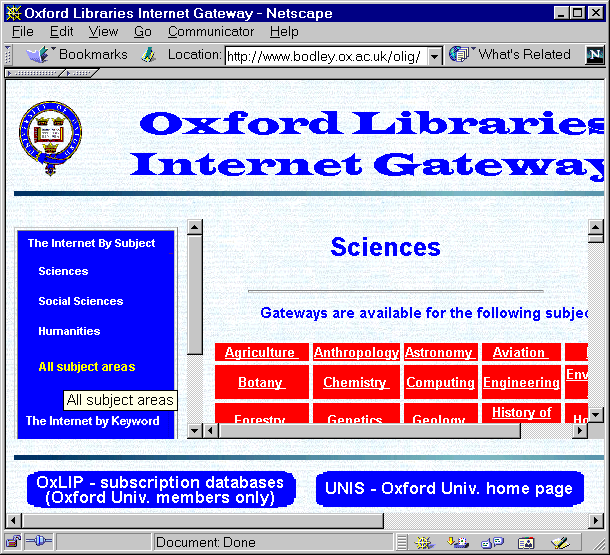 Figure 2: OLIG (Oxford University Library Gateway)