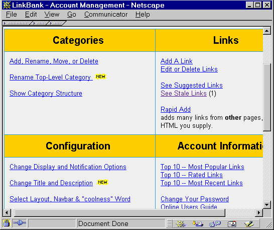 Figure 3: LinkBank Administrator's Interface