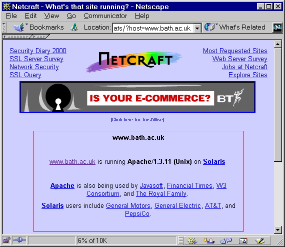 Figure 1: Netcraft interface