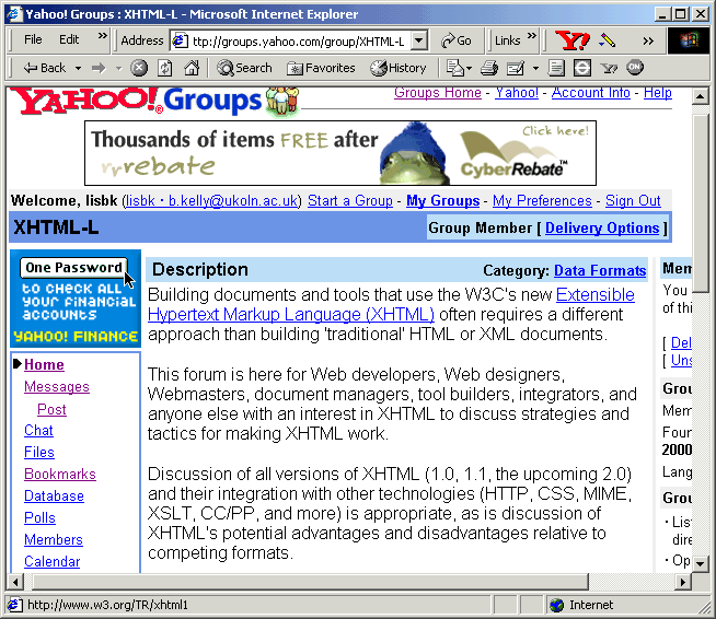 Figure 4: The Yahoo! Groups XHTML-L Mailing List