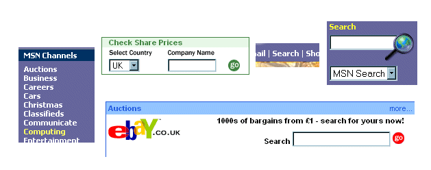 Search options on MSN