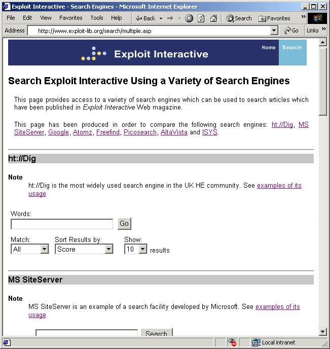Figure 5: Search Engines To Search Exploit Interactive