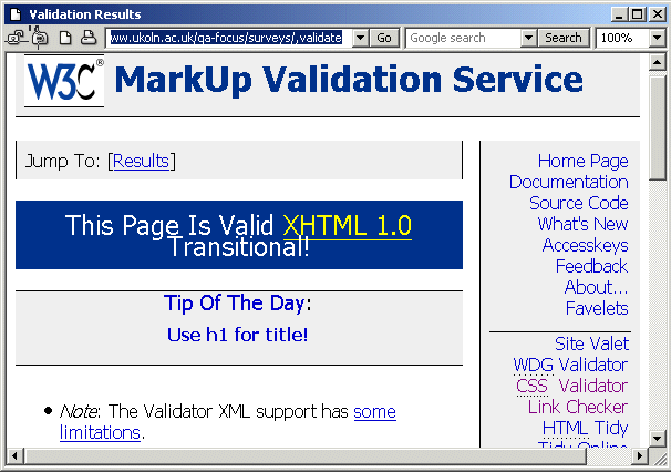 Figure 3: Use of a URL Interface to a HTML Validation Service (after)