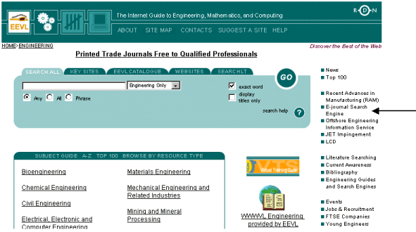 Fig 1 Screenshot (30K): Eng home page graphic