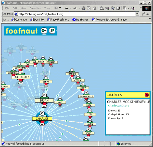 Figure 1 screenshot (85KB): FOAFNAUT Application