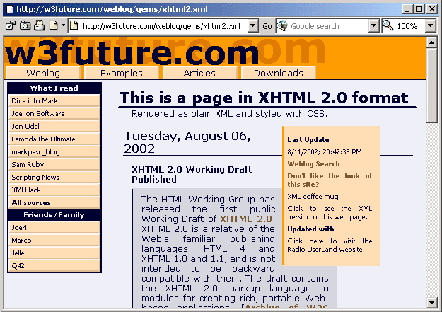 Figure 3 screenshot (30KB): Viewing An XHTML 2.0 Document