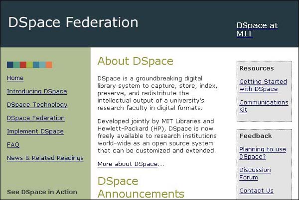 Figure 2 screenshot (50KB): DSpace.org
