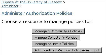 Figure 19: screenshot (25KB): DSpace Policies Tool