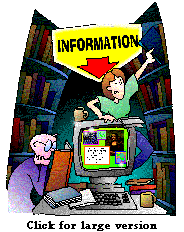 Cartoon of people reaching for information
