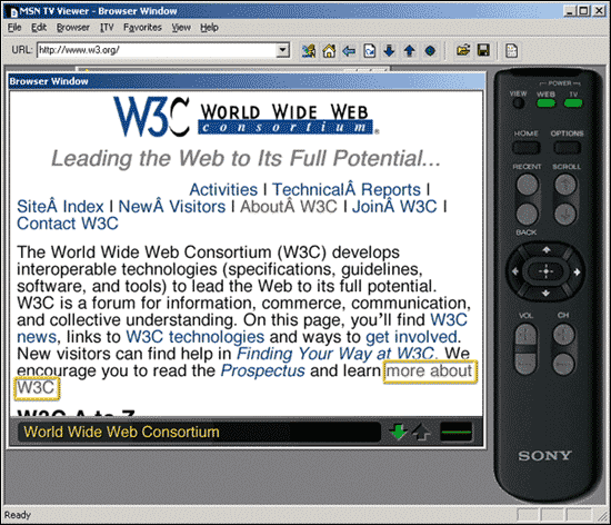 screenshot (62KB): Figure 5: The WebTV Emulator