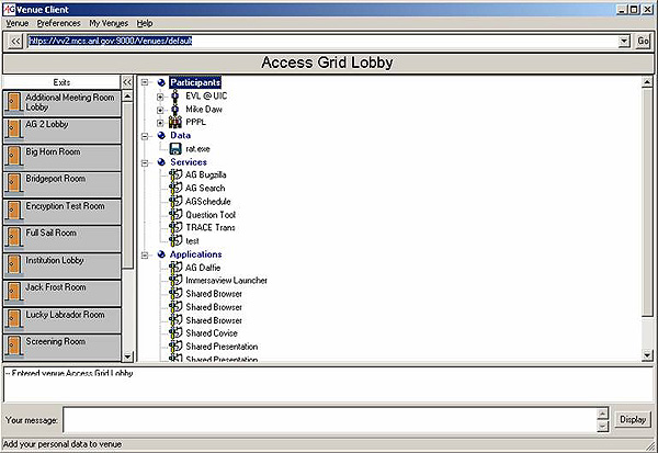 screenshot (69KB): The Access Grid 2 client interface