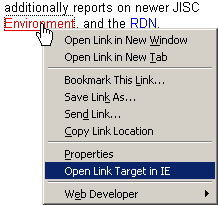 screenshot (4KB) : Figure 7: 'open link target in IE' context menu option