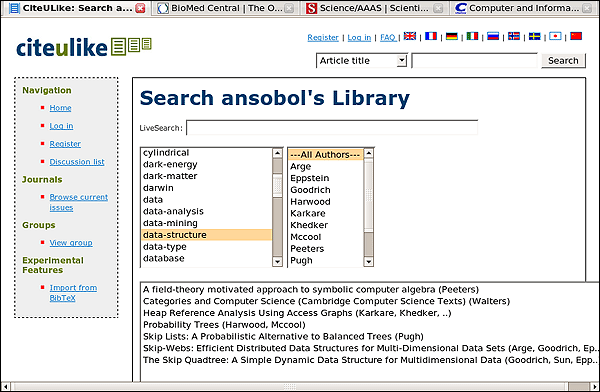 screenshot (46KB) : Figure 5. Searching a user's library