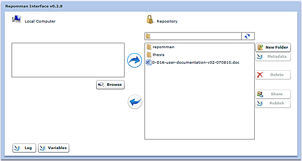 screenshot (59KB) : Figure 1 : The RepoMMan browser interface