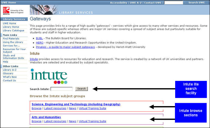 screenshot (38KB) : Figure 3 : Intute at University of the West of England