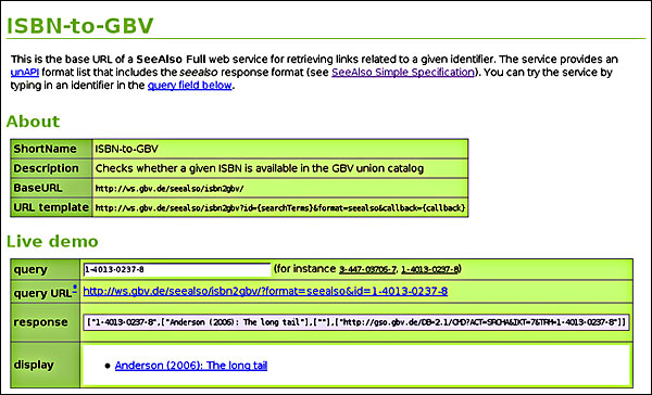 screenshot (70KB) : Figure 3 :HTML interface to a SeeAlso service