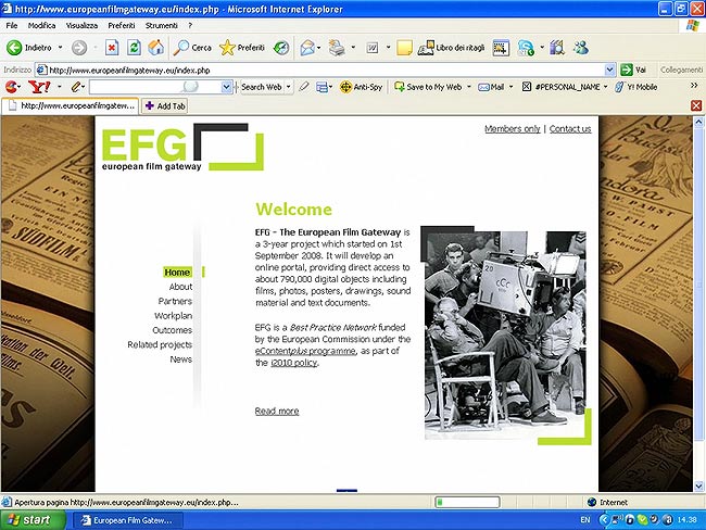 screenshot (80KB) : Figure 1 : Screenshot of the EFG Web site home page