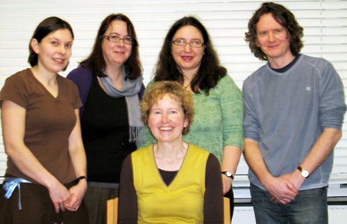 photo (69KB) : (standing, left to right) Marieke Guy, Stephanie Taylor, Monica Duke, Adrian Stevenson; (seated) Rosemary Russell.