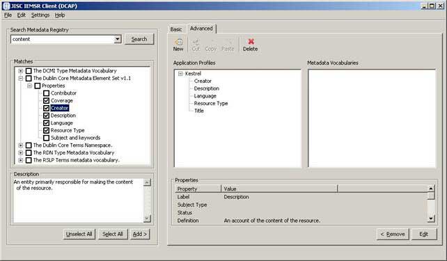 screenshot (27KB) : Figure 1 : Building an application profile