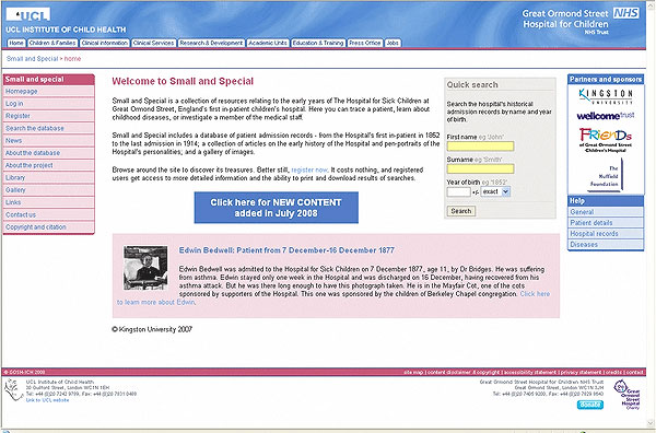 screenshot (67KB) : Figure 6 : Screenshot of Project Web site home page