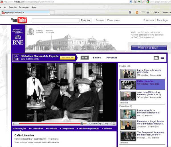 screenshot (79KB) : Figure 5 : YouTube channel of National Library of Spain [deleted]