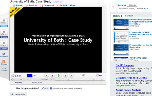 screenshot (32KB) : Figure 3 : Screenshot of Slidecast in Slideshare