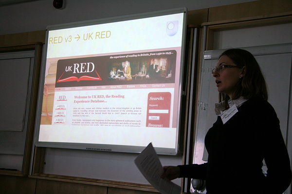 Figure 1: Rosalind Crone demonstrates the new UK RED Web site. Copyright Shaf Towheed