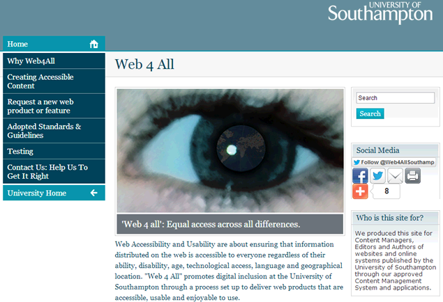 Figure 1: The Web 4 All Web site