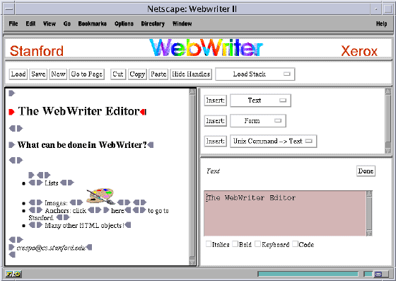 The WebWriterII Interface