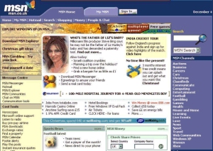 MSN's portal home page, visited on 4 December 2001