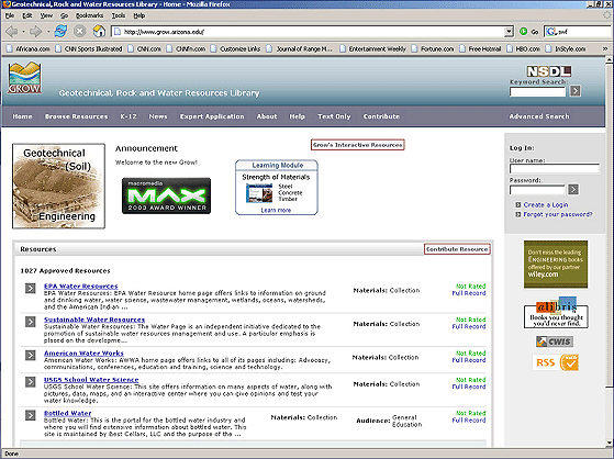 screenshot (65KB) : Figure 2: GROW home page