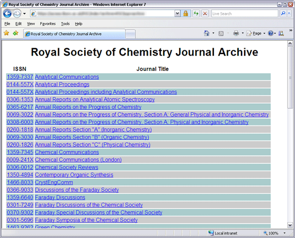 screenshot (95KB) : Figure 2 : Screen shot of the browsable index