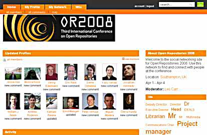 screenshot (22KB) Figure 3 : Open Repositories 2008 - Home (CrowdVine) on 29 April 2008
