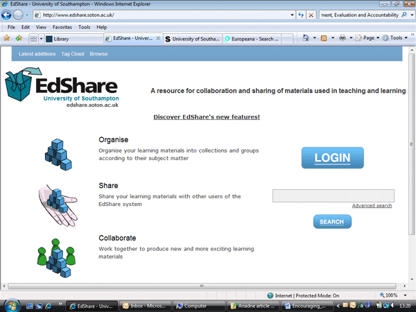 screenshot (46) : Figure 1 : Front page of EdShare