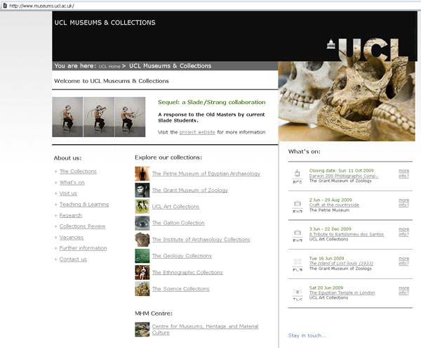 screenshot (53KB) : Figure 3 : Entry page of Museums and Collections, showing the great variety of collections at University College London