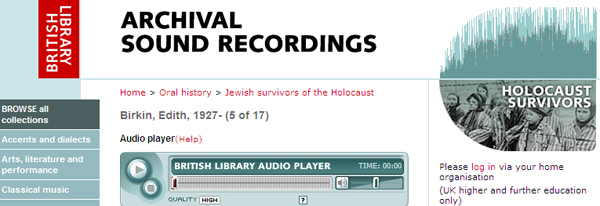 screenshot (98KB) : Figure 4 : Holocaust Survivors Collection