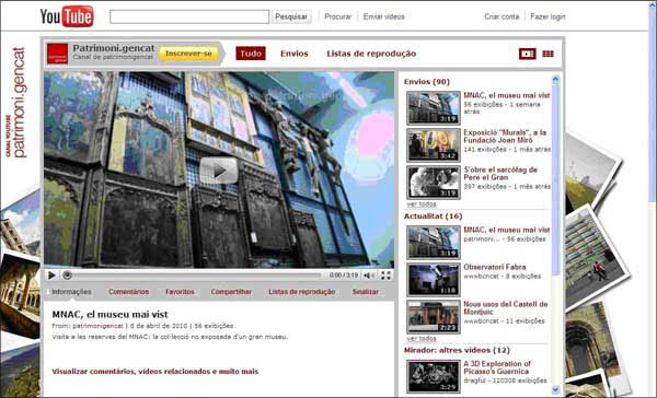 screenshot (66KB) : Figure 4 : The portal Patrimoni Gencat on YouTube