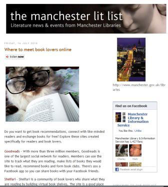 screednshot (32KB) : Figure 1 : Manchester Libraries blog - Manchester lit list