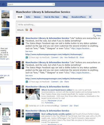 screenshot (38KB) : Figure 2 : Manchester Libraries Facebook page