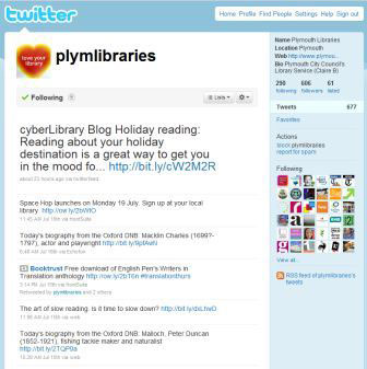 screenshot (27KB) : Figure 8 : Plymouth Libraries on twitter