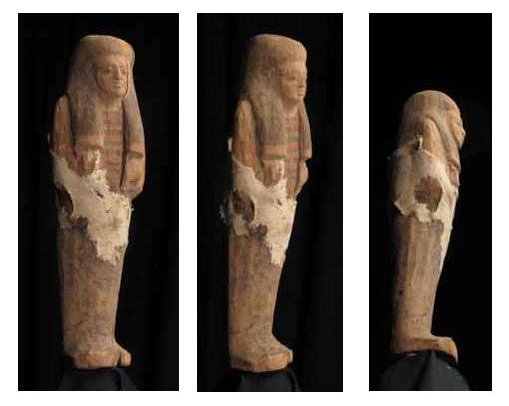 photos (29KB): Figure 7: A shabti (Egypt, New Kingdom, 1700-1200 BC): stills displaying angles of virtual manipulation