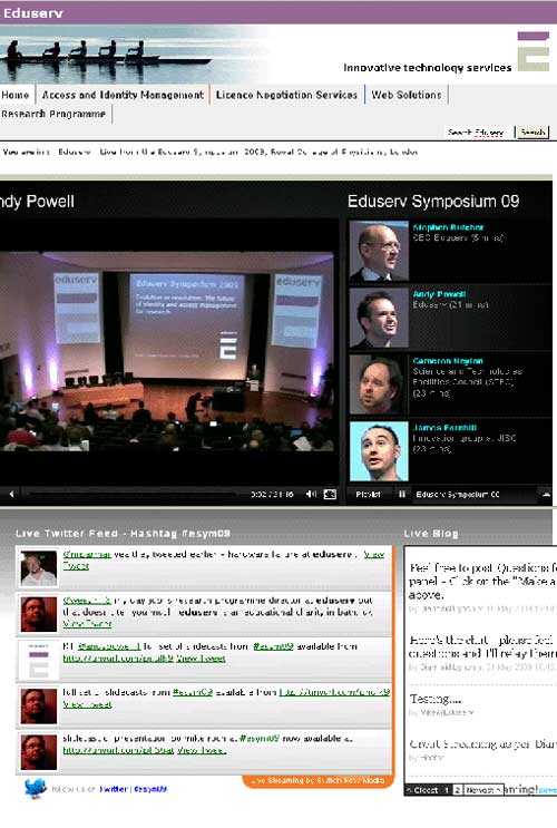 screenshot (59KB) : Figure 5: Screenshot of Eduserv Symposium 2009