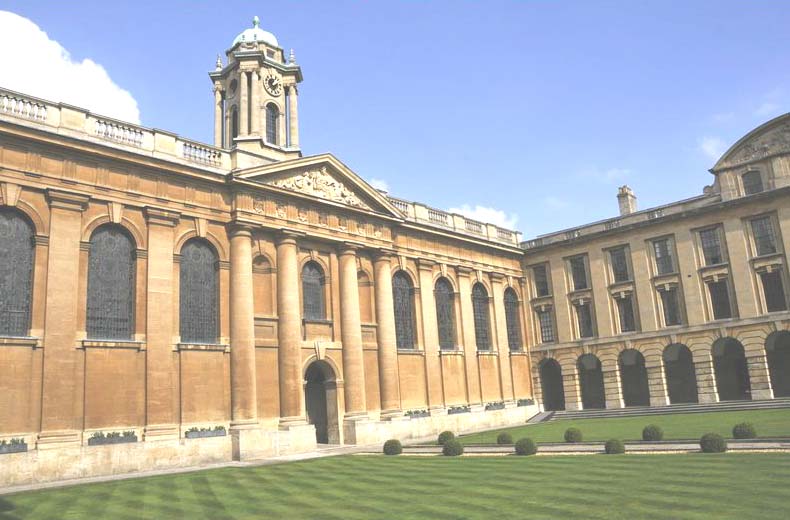 The elegant quad of The Queen's College, Oxford