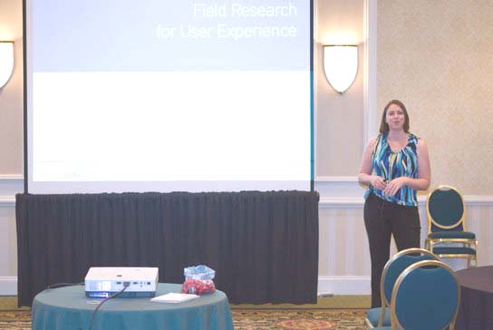 Figure 4: The author Danielle Cooley during her presentation on Field Research for User Experience.
