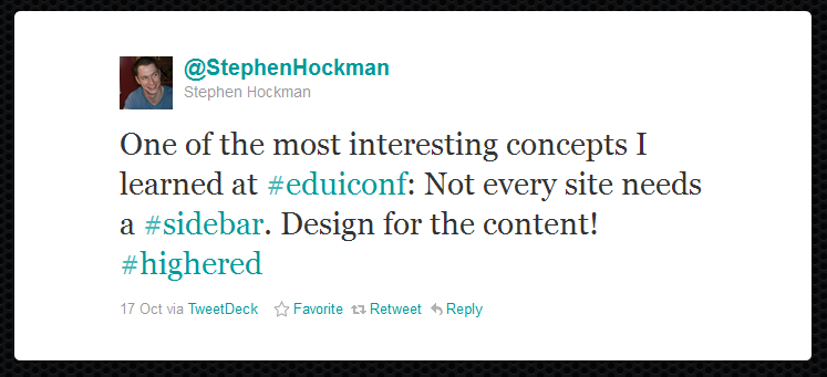 Figure 8: Stephen Hockman tweet in reaction to Wren Lanier’s presentation.