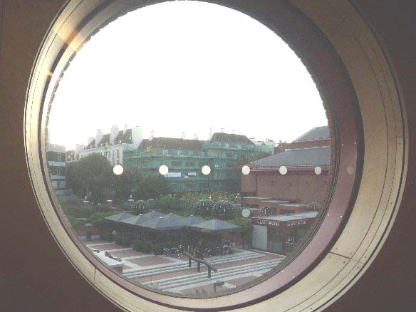 Through the round window: British Library courtyard
