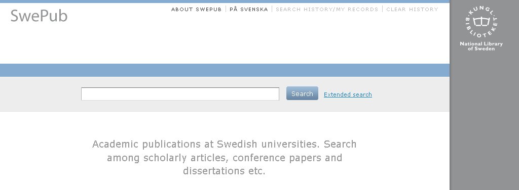 Figure 2: SwePub Web site